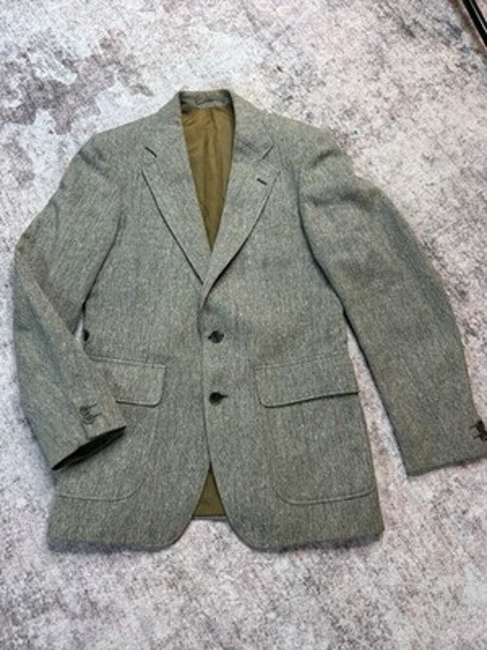 Vtg Genuine Donegal Tweed Sport Coat Mens 38R Green Gray Fleck Irish Wool Blazer